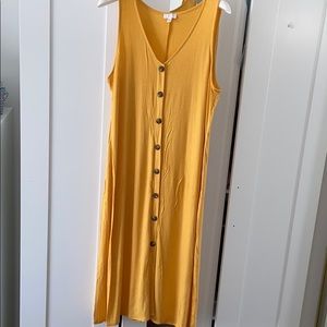 Summer midi dress mustard yellow